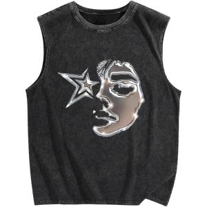 imageSOLY HUX Mens Graphic Tank Top Sleeveless Loose Shirt Vintage Streetwear Casual Tee TopsBlack Graphic