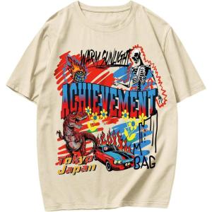 imageSOLY HUX Mens Graphic Tee Tops Vintage Letter Print Short Sleeve Crewneck Casual Summer T ShirtsKhaki Graphic