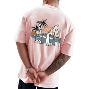 imageSOLY HUX Mens Graphic Tees Short Sleeve Crew Neck Letter Print Summer T Shirt TopsPink Graphic