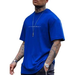 imageSOLY HUX Mens Letter Graphic Tees T Shirts Round Neck Short Sleeve Summer TopsBlue Letter