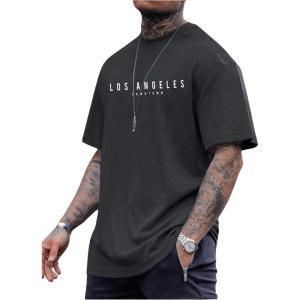 imageSOLY HUX Mens Letter Graphic Tees T Shirts Round Neck Short Sleeve Summer TopsDark Grey Letter Print
