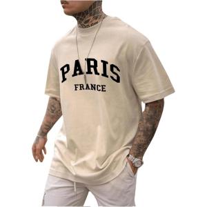 imageSOLY HUX Mens Letter Graphic Tees T Shirts Round Neck Short Sleeve Summer TopsKhaki Letter