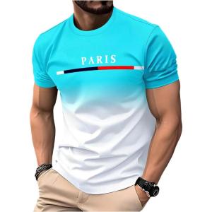 imageSOLY HUX Mens Short Sleeve Crew Neck Cool T Shirts Ombre Tops Graphic Tees Summer OutfitBlue White Multi