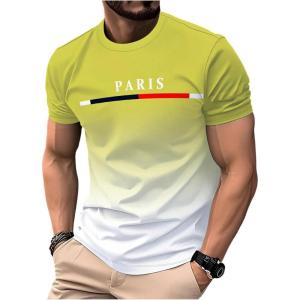 imageSOLY HUX Mens Short Sleeve Crew Neck Cool T Shirts Ombre Tops Graphic Tees Summer OutfitYellow White Multi