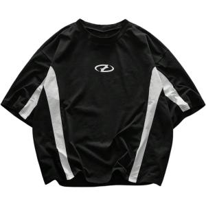 imageSOLY HUX Mens Short Sleeve T Shirts Streetwear Color Block Graphic Tees Unisex Casual Summer TopsBlack Graphic