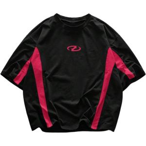 imageSOLY HUX Mens Short Sleeve T Shirts Streetwear Color Block Graphic Tees Unisex Casual Summer TopsBlack and Red