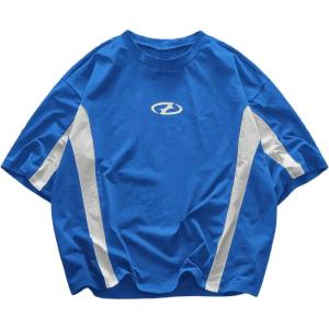 imageSOLY HUX Mens Short Sleeve T Shirts Streetwear Color Block Graphic Tees Unisex Casual Summer TopsBlue Graphic