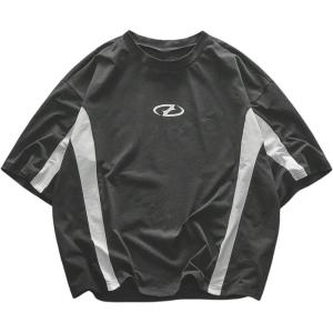 imageSOLY HUX Mens Short Sleeve T Shirts Streetwear Color Block Graphic Tees Unisex Casual Summer TopsDark Grey Graphic