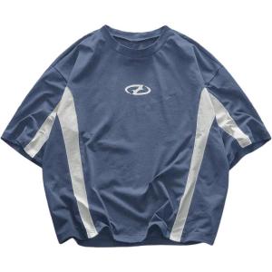 imageSOLY HUX Mens Short Sleeve T Shirts Streetwear Color Block Graphic Tees Unisex Casual Summer TopsDusty Blue Graphic