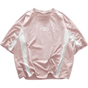 imageSOLY HUX Mens Short Sleeve T Shirts Streetwear Color Block Graphic Tees Unisex Casual Summer TopsPink Graphic