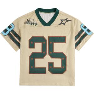 imageSOLY HUX Mens Summer Jersey Shirts Short Sleeve V Neck Graphic Tees Sports Baggy TShirt TopsApricot Green Graphic