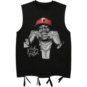 imageSOLY HUX Mens Vintage Graphic Tank Tops Crew Neck Sleeveless Cut Off Shirts StreetwearBlack