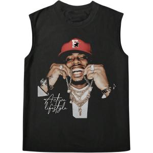 imageSOLY HUX Mens Vintage Graphic Tank Tops Crew Neck Sleeveless Cut Off Shirts StreetwearBlack Graphic