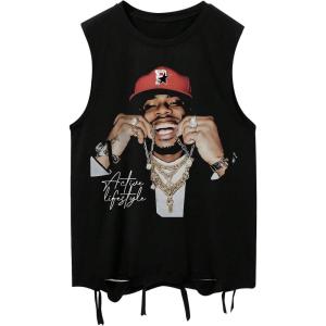 imageSOLY HUX Mens Vintage Graphic Tank Tops Crew Neck Sleeveless Cut Off Shirts StreetwearBlack1