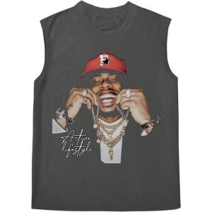 imageSOLY HUX Mens Vintage Graphic Tank Tops Crew Neck Sleeveless Cut Off Shirts StreetwearDark Grey