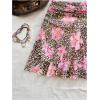 imageSOLY HUX Womens Leopard Floral Mesh Mini Skirt Y2k Ruched A Line Flared Summer SkirtsBrown Leopard