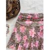 imageSOLY HUX Womens Leopard Floral Mesh Mini Skirt Y2k Ruched A Line Flared Summer SkirtsBrown Leopard