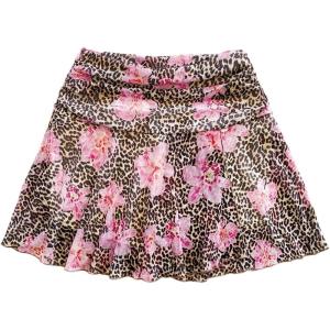 imageSOLY HUX Womens Leopard Floral Mesh Mini Skirt Y2k Ruched A Line Flared Summer SkirtsBrown Leopard