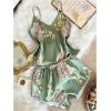 imageSOLY HUX Womens 2 Piece Satin Pajama Sets Floral V Neck Sleeveless Top and Shorts LoungewearGreen Floral