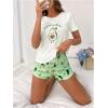 imageSOLY HUX Womens Cute Pajama Set Summer Short Sleeve Tshirt Shorts PJ Sets 2 Piece LoungewearWhite and Green