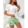 imageSOLY HUX Womens Cute Pajama Set Summer Short Sleeve Tshirt Shorts PJ Sets 2 Piece LoungewearWhite and Green