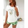 imageSOLY HUX Womens Cute Pajama Set Summer Short Sleeve Tshirt Shorts PJ Sets 2 Piece LoungewearWhite and Green