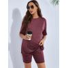 imageSOLY HUX Womens Maternity Sets 2 Piece Pajamas Outfits Short Sleeve Top and Adjustable Elastic Waist ShortsMaroon