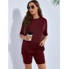 imageSOLY HUX Womens Maternity Sets 2 Piece Pajamas Outfits Short Sleeve Top and Adjustable Elastic Waist ShortsSolid Burgundy