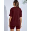 imageSOLY HUX Womens Maternity Sets 2 Piece Pajamas Outfits Short Sleeve Top and Adjustable Elastic Waist ShortsSolid Burgundy
