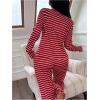 imageSOLY HUX Womens Striped Pajama Set Long Sleeve T Shirt Tops and Pants Fall Loungewear SleepwearRed Striped