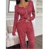imageSOLY HUX Womens Striped Pajama Set Long Sleeve T Shirt Tops and Pants Fall Loungewear SleepwearRed Striped