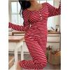 imageSOLY HUX Womens Striped Pajama Set Long Sleeve T Shirt Tops and Pants Fall Loungewear SleepwearRed Striped