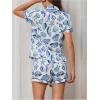 imageSOLY HUX Womens Summer Pajamas Matching Shirt and Shorts Boho Printed Lounge Set 2 PieceBlue and White
