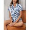 imageSOLY HUX Womens Summer Pajamas Matching Shirt and Shorts Boho Printed Lounge Set 2 PieceBlue and White