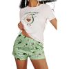 imageSOLY HUX Womens Cute Pajama Set Summer Short Sleeve Tshirt Shorts PJ Sets 2 Piece LoungewearWhite and Green