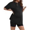 imageSOLY HUX Womens Maternity Sets 2 Piece Pajamas Outfits Short Sleeve Top and Adjustable Elastic Waist ShortsBlack