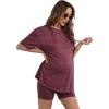 imageSOLY HUX Womens Maternity Sets 2 Piece Pajamas Outfits Short Sleeve Top and Adjustable Elastic Waist ShortsMaroon