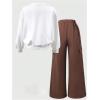 imageSOLY HUX Girls 2 Piece Outfits Graphic Crewneck Sweatshirt and Cargo Pants Set Fall ClothesBrown White