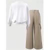 imageSOLY HUX Girls 2 Piece Outfits Graphic Crewneck Sweatshirt and Cargo Pants Set Fall ClothesWhite Letter