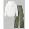 imageSOLY HUX Girls 2 Piece Outfits Graphic Hoodies Sweatshirt and Cargo Pants Set SweatsuitsWhite Green