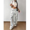 imageSOLY HUX Girls Camo Pants Elastic Waist Baggy Wide Leg Y2k Sweatpants with Pockets Casual StreetwearMulticoloured Camo