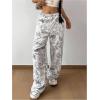 imageSOLY HUX Girls Camo Sweatpants Elastic Waist Baggy Wide Leg Casual Pants StreetwearGrey Camo