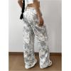 imageSOLY HUX Girls Camo Sweatpants Elastic Waist Baggy Wide Leg Casual Pants StreetwearGrey Camo