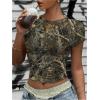 imageSOLY HUX Girls Camo T Shirt Crew Neck Short Sleeve Tee Y2k Vintage Leaf Print Going Out Crop TopsArmy Green Camo