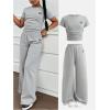 imageSOLY HUX Girls Clothes 2 Piece Set Bow Print Short Sleeve T Shirt and Long Pants OutfitsGrey Bow
