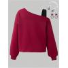imageSOLY HUX Girls Cold Shoulder Sweatshirts Bow Graphic Long Sleeve Shirts Pullover Fall ClothesBurgundy Bow