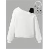 imageSOLY HUX Girls Cold Shoulder Sweatshirts Bow Graphic Long Sleeve Shirts Pullover Fall ClothesWhite Bow