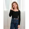 imageSOLY HUX Girls Crop Tops Long Sleeve T Shirts Cute Clothes Sweetheart Neck Ribbed Knit Trendy Casual Fitted TeesPure Black