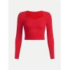 imageSOLY HUX Girls Crop Tops Long Sleeve T Shirts Cute Clothes Sweetheart Neck Ribbed Knit Trendy Casual Fitted TeesPure Red