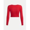 imageSOLY HUX Girls Crop Tops Long Sleeve T Shirts Cute Clothes Sweetheart Neck Ribbed Knit Trendy Casual Fitted TeesPure Red